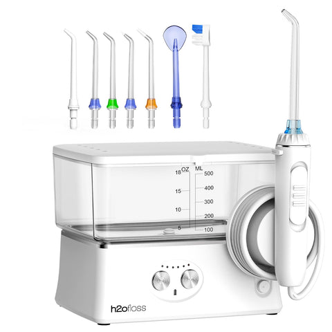 Water Dental Flosser Teeth Pick, H2ofloss 6 Modes Upgrade Portable Cordless Oral Irrigator, Rechargeable 570ML Traveling Waterflosser IPX7 Waterproof Water Dental Picks for Teeth Cleaning White