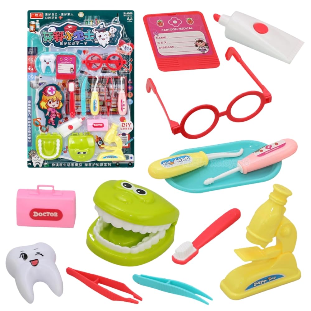 Dentist Kit for Kids, Educational Toy, Includes Dental Model, Microscope and Cleaning Tools, Suitable for 3 Years Old (Tooth Jaw - L1500)