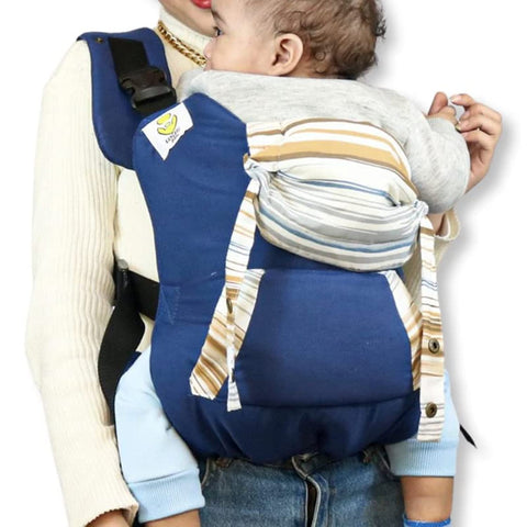 Kangaro baby Klick carrier - Newborn to Toddler - Adjustable Multiposition Ergonomic carrier with front buckles - Support M-shape position (Suitable from 4-20 kilo) with pocket and Head support - Blue