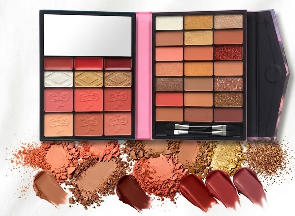 Colors Colorful Eyeshadow -blusher cream Palette Makeup,Rose Gold Brown Nude Matte Shimmer Eye Shadow Powder Palette,Naturing-Looking Long Lasting Waterproof-brown cover - cover -BOOK N1-33 COLORS