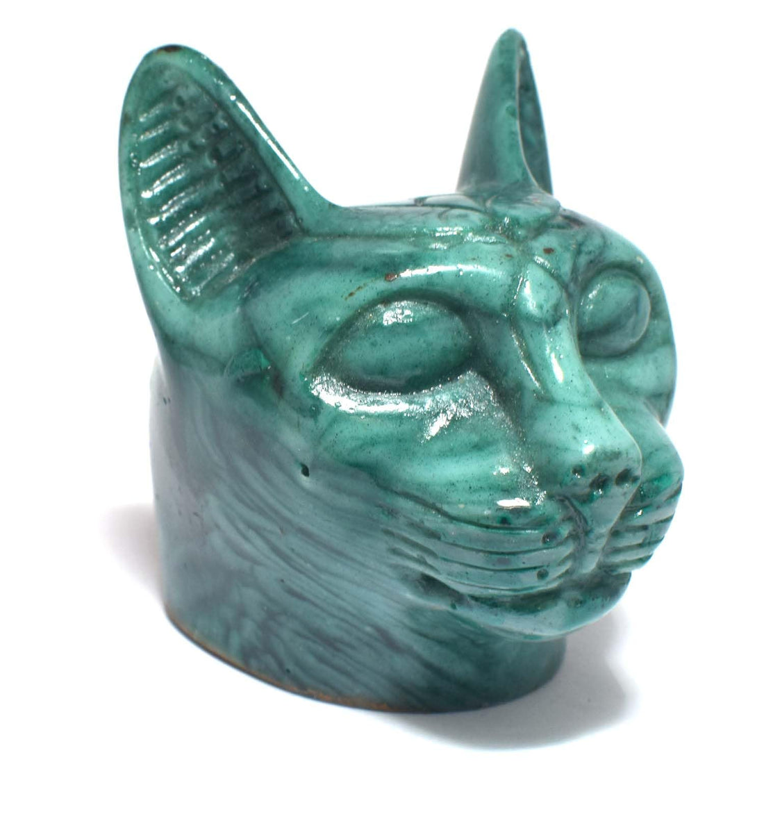 immatgar pharaonic Decorative Egyptian cat bastet Head Statue ancient Egyptian souvenirs gifts handmade Home decor collectibles Sculptures (Wavy Green - 6.5 CM Long)