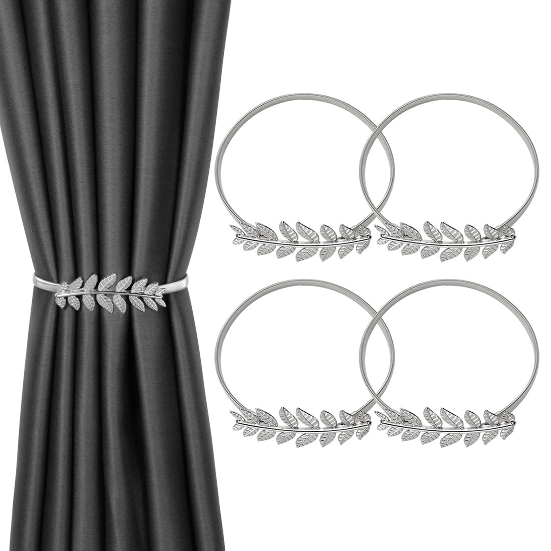 Tiebacks Alloy Elasticity Curtain Clips Rope Back Curtain Holder Buckles Curtain Binder 4 Pieces