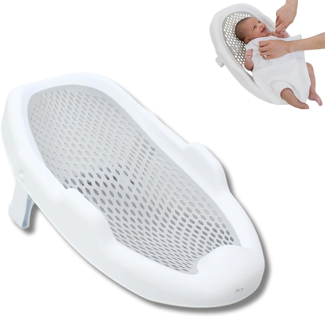 Foldable Baby Bathtub, Large Bathtub with Bath Seat for Babies 0-36 Months Gray