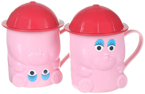 Plastic Bear Shape Mugs Set, 2 Pieces - Fuchsia and Red, 150 ml