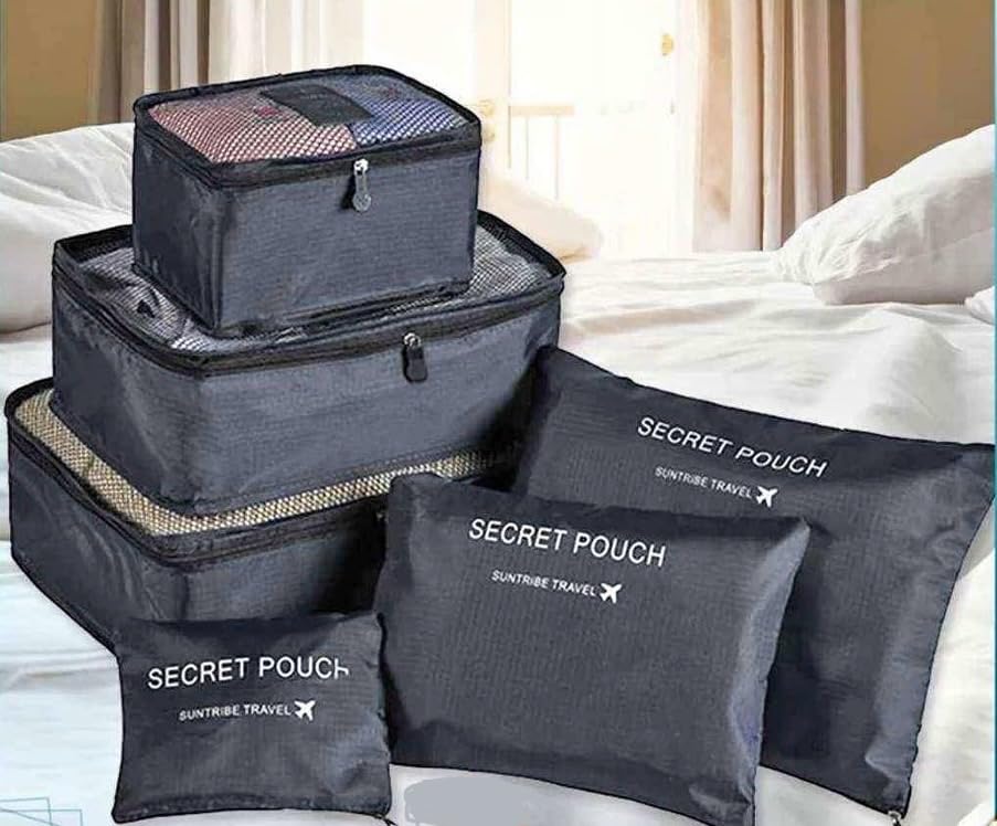 Downtown 6pcs Packing Luggage Bags Organizers, Travel Luggage Packing Organizers Set with Toiletry Bag gret 6pcs Luggage Organizer Travel Luggage Packing Organizers Set with Toiletry Bag Grey