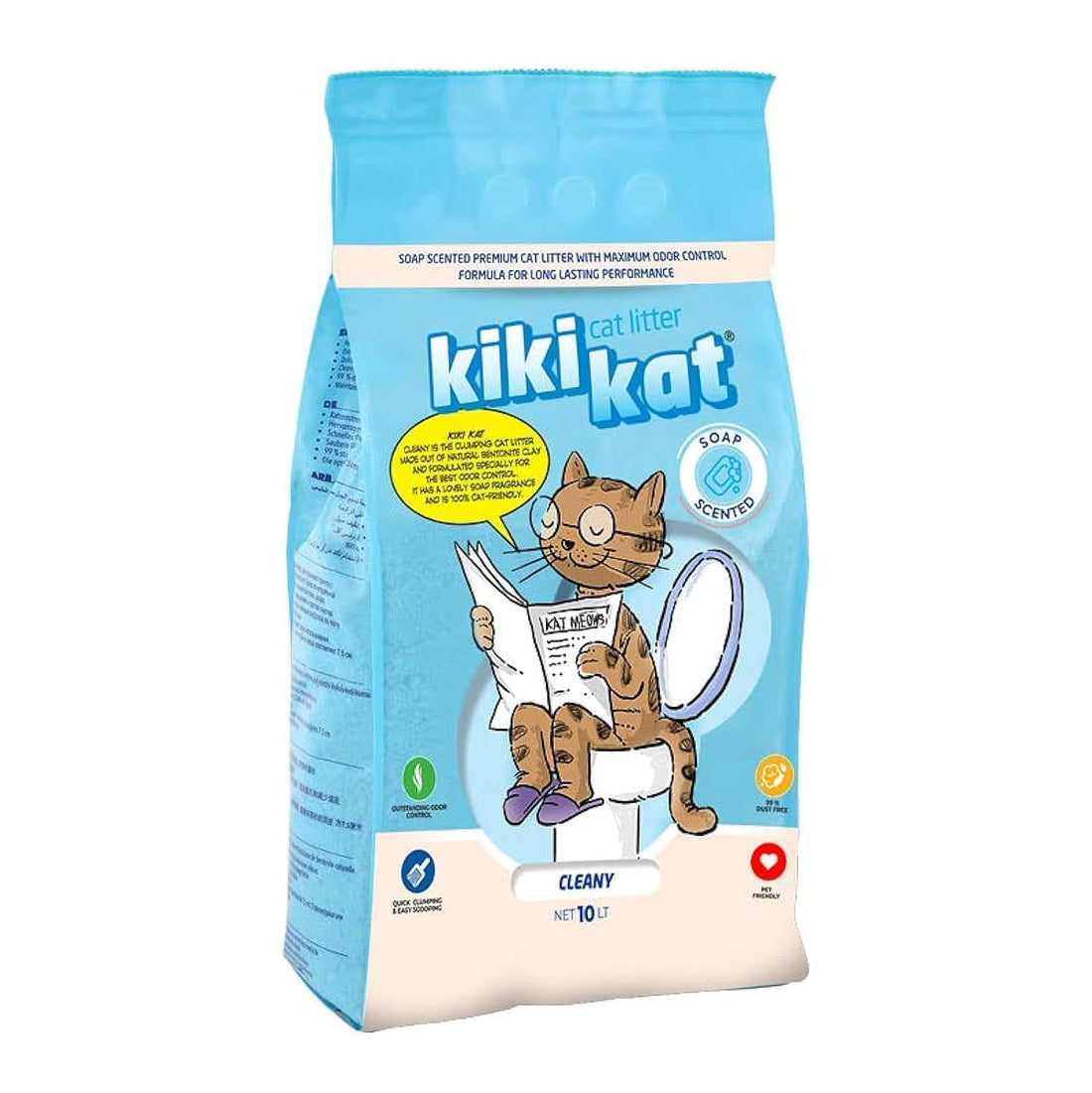 Kiki Kat White Bentonite Clumping Cat Litter –Cleany- Soap Scented-20 L (17.4 Kg)