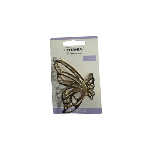 Titania 8302 Butterfly Shape Metal Hair Clip, 7.5 cm Size, Gold