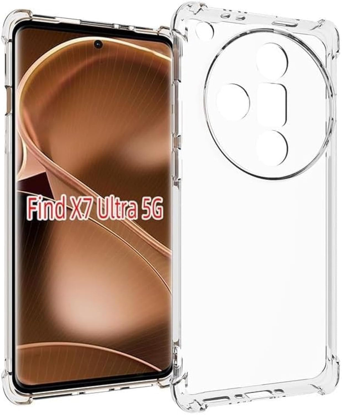 Dl3 Mobilak Case Compatible with OPPO Find X7 ultra 5G, Cover Silicone Transparent TPU Gorilla Anti-shock Protector Camera Shockproof Corners - Clear