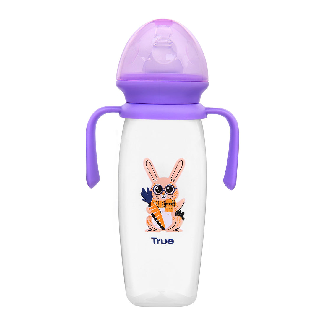 True Gold Standard bottle with handles 270ml with silicon teat 3+m-PURPLE