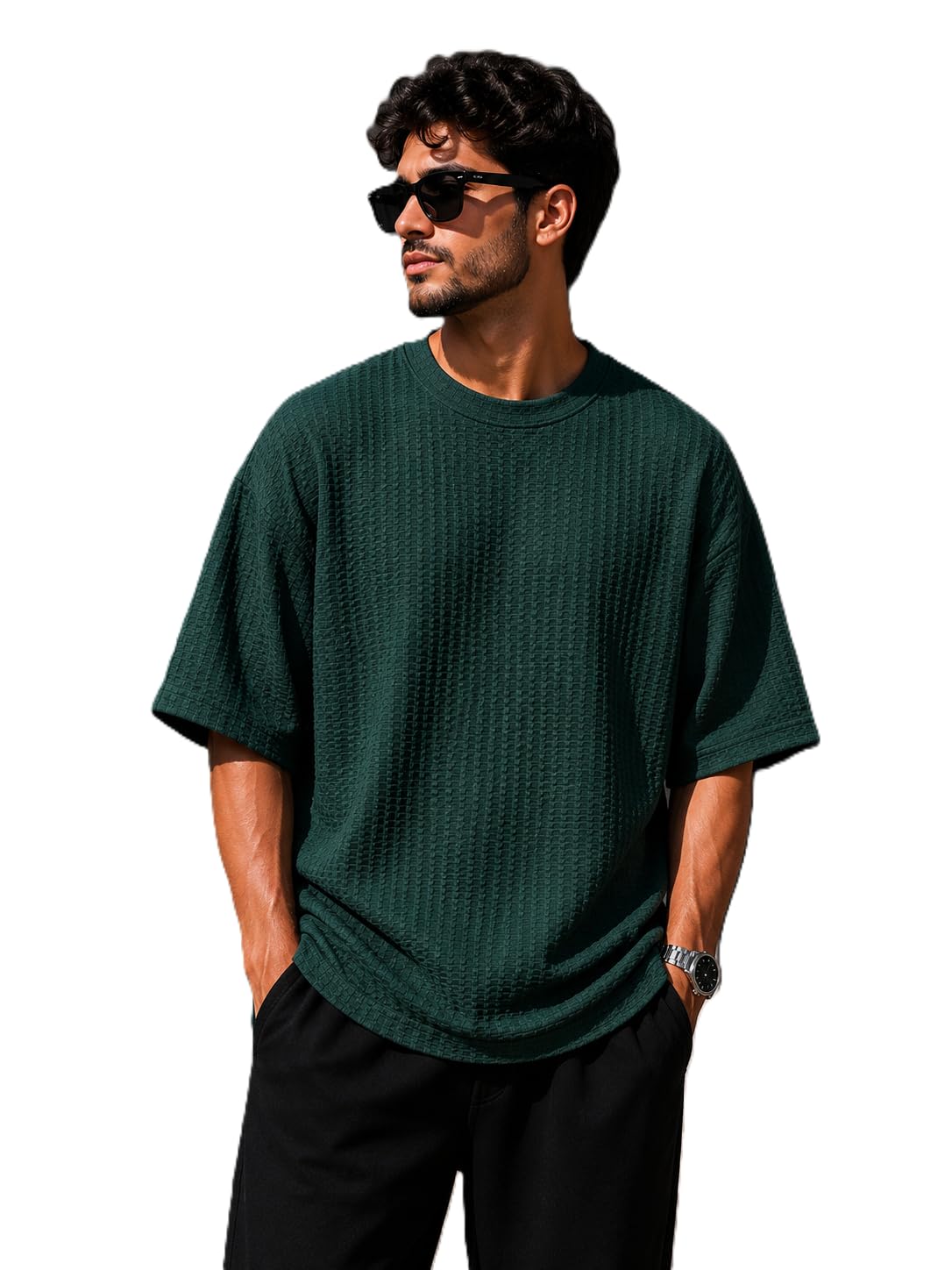 Oversize Men's Waffle Loose Fit Lightweight Soft Casual T-Shirt Multicolor