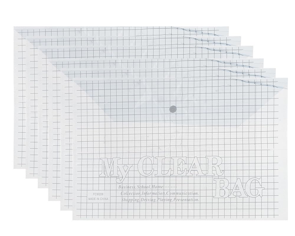 3A FC209-6 Plastic Paper Binder 6.5 Micron 24 * 35 cm With Clips 6 Pieces - Blue