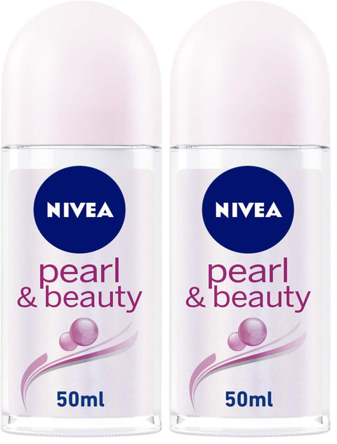 NIVEA Antiperspirant Roll-on for Women, Pearl & Beauty Pearl Extracts, 50ml (Pack of 2)