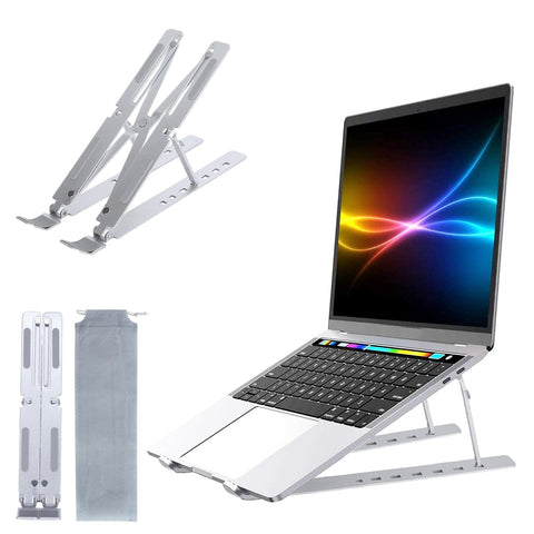 Adjustable laptop stand, portable aluminium laptop riser laptop holder for desk, foldable ventilated cooling computer support stand for apple macbook pro/air, hp, sony, dell, more 10-15.6''