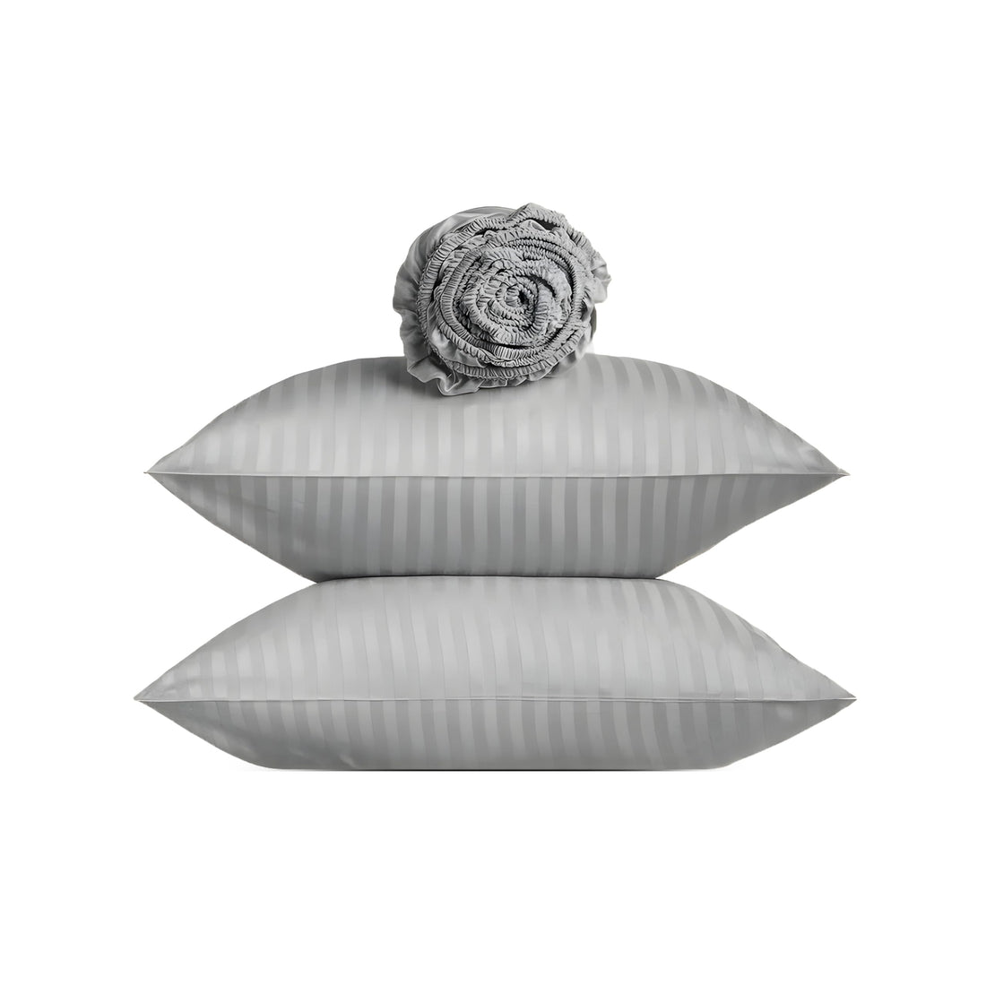 Premium Luxury Bed Sheet Set – Extra Soft & Breathable & Skin-Friendly Fitted Sheet with Deep Elastic Pockets, 2 Pillowcase & 1 Fitted Sheet Included, grey, 160x200 cm
