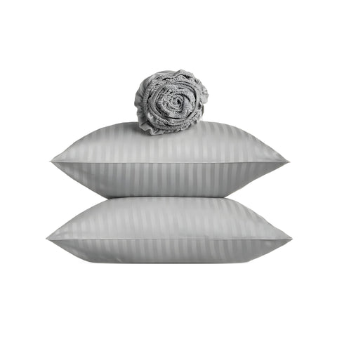 Premium Luxury Bed Sheet Set – Extra Soft & Breathable & Skin-Friendly Fitted Sheet with Deep Elastic Pockets, 2 Pillowcase & 1 Fitted Sheet Included, grey, 160x200 cm
