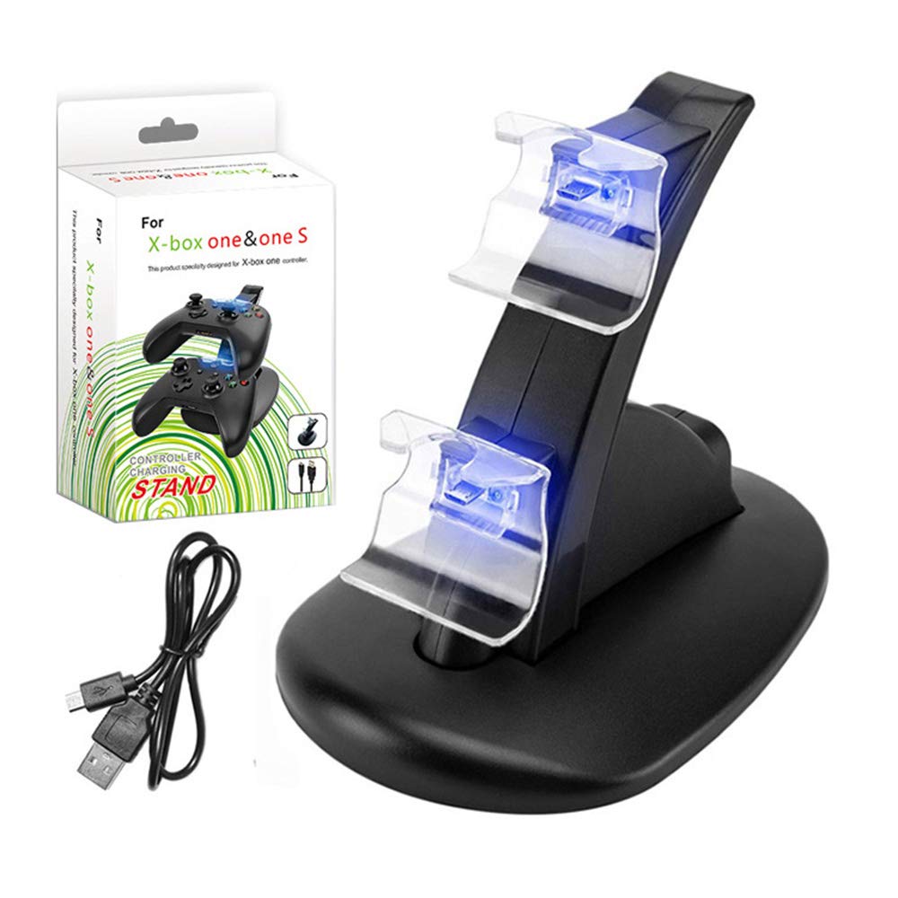 Dual Charging Station for Xbox One/One S Controller, Charger Stand, Charging Dock for Xbox One (S) Controller with USB Cable Cord