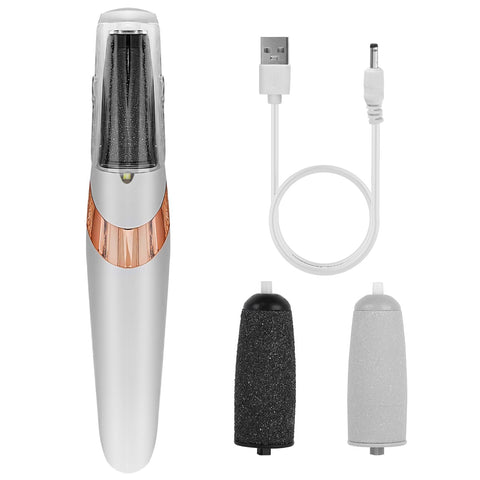 Electric Foot File Hard Skin Remover for Feet USB Rechargeable Callus Removers Pedicure Tool Sets 2-Speed Waterproof with 2 Rollers Foot Care for Dead Skin Dry Cracked Heels Professional Remove White