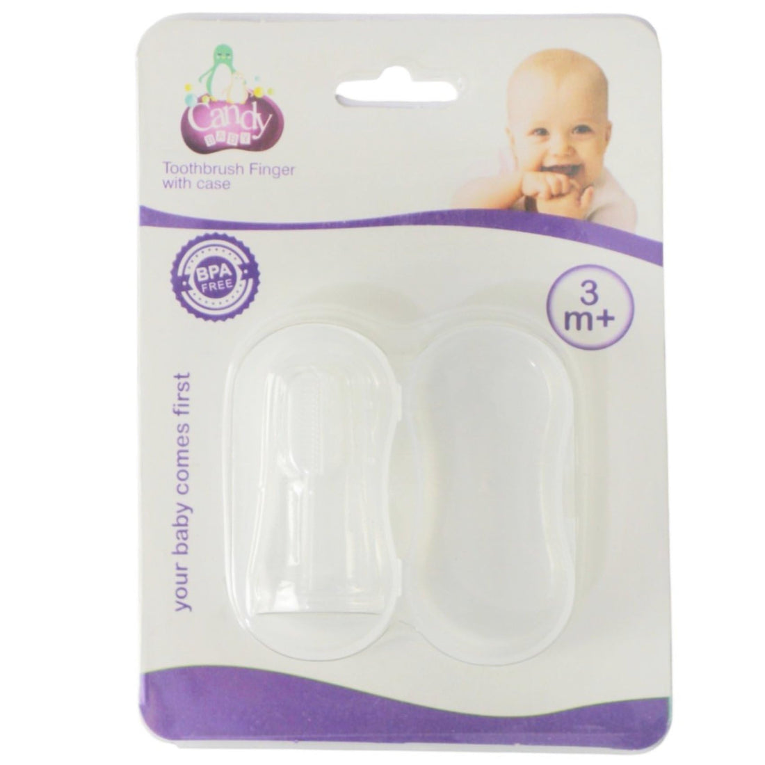 Candy Baby Toothbrush Finger With Case BPA Free-For Unisex-Clear&White +3 Months