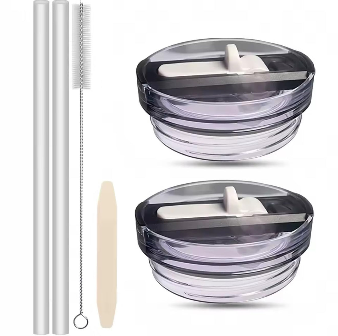 Fekra 2 Pack Original 40OZ Leak Proof Flip Straw Lid Replacement Fit for Stanley Quencher H2.0 and ProTour Tumbler Exact Color Tumbler Lid Replacement 40 oz (Black White)