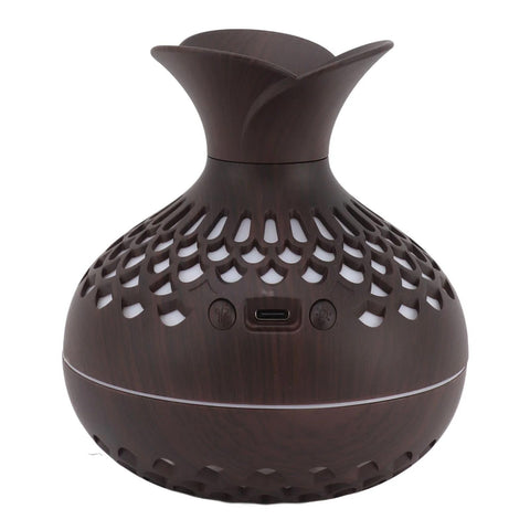 Cool Mist Humidifier, 300ml Portable Humidifier with Color Changing LED Night Light, USB Powered Quiet Steam Diffuser for Office, Bedroom, Car - Modern Colors Available (Dark Brown Wood-Round)