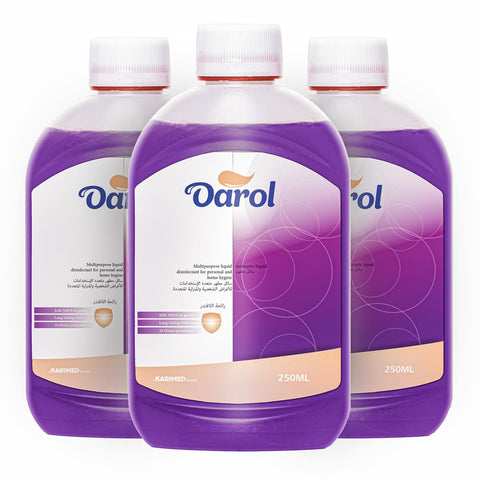 Darol Multipurpose Liquid Antiseptic & Disinfectant 3Pcs 250ml | Household Cleaning, Personal Care, Long-Lasting Protection, Fresh Lavender Scent