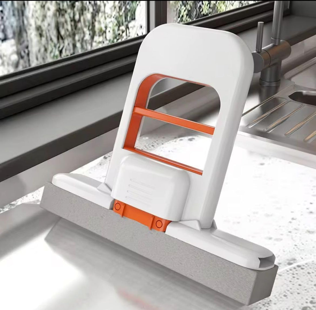 Window Floor Cleaning Mop Foldable Design Kitchen Bathroom Wall Cleaning Tool with Handle Suitable for Glass, Windows, Bathrooms, Tiles, Kitchen Floors, Windshields.
