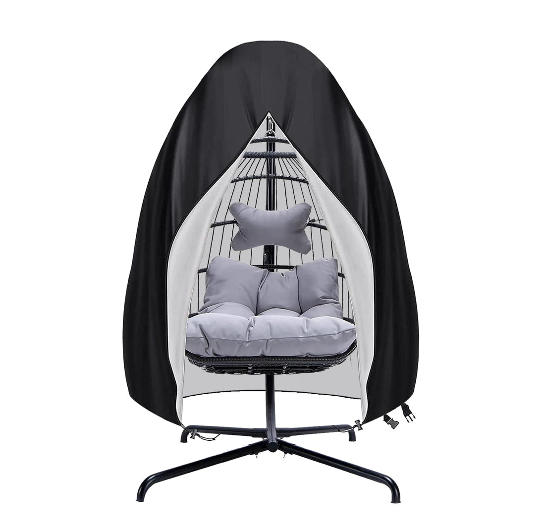Egg Chair Cover Single - 75x45 Inch Patio Hanging Egg Chair Cover 420D Oxford Durable Waterproof Outdoor Chair Cover for Porch Wicker Egg Swing with Zipper