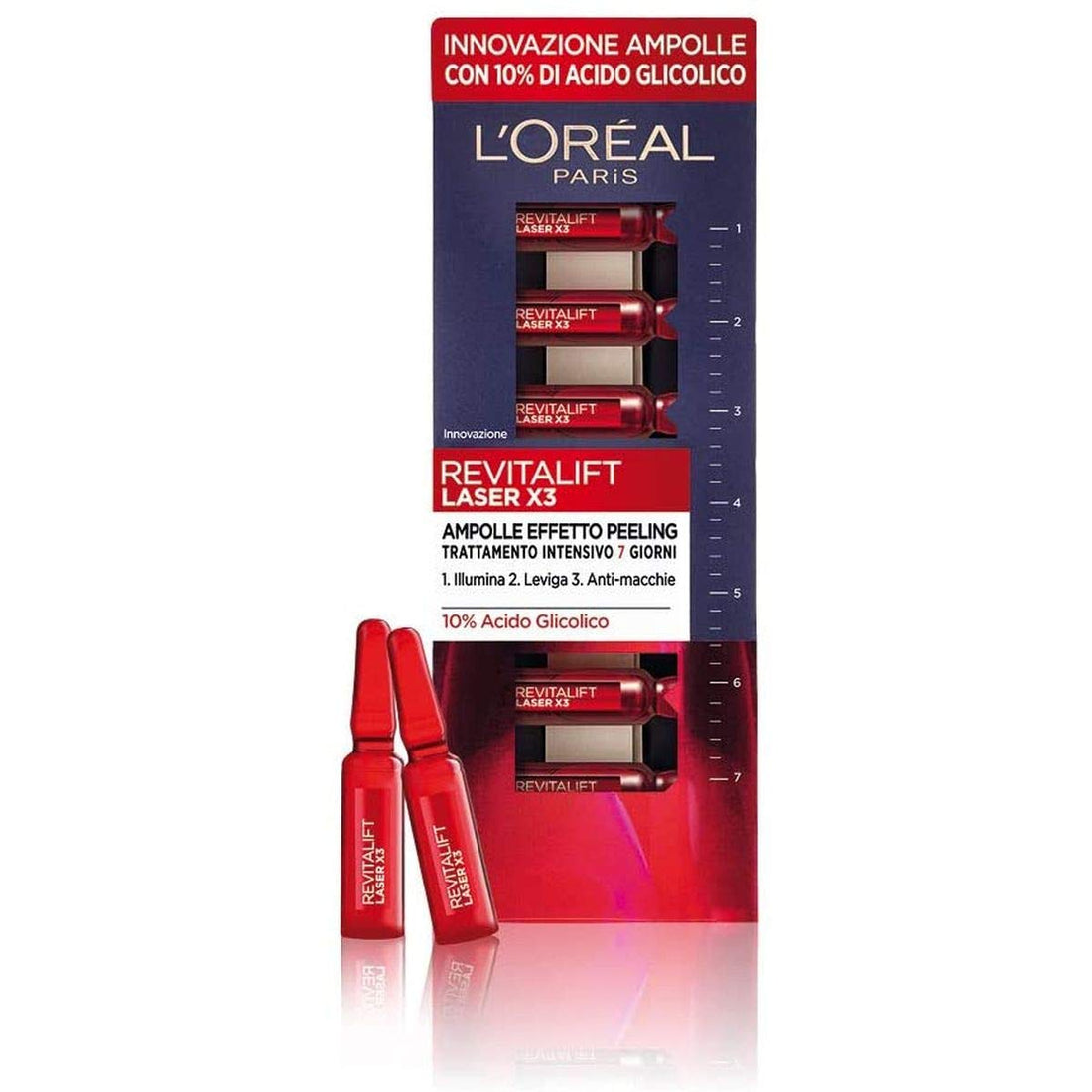 L’Oréal Paris Revitalift Laser X3 Enriched with 10% Pure Glycolic Acid Concentrated New Skin Effect, 7 x 1 ml
