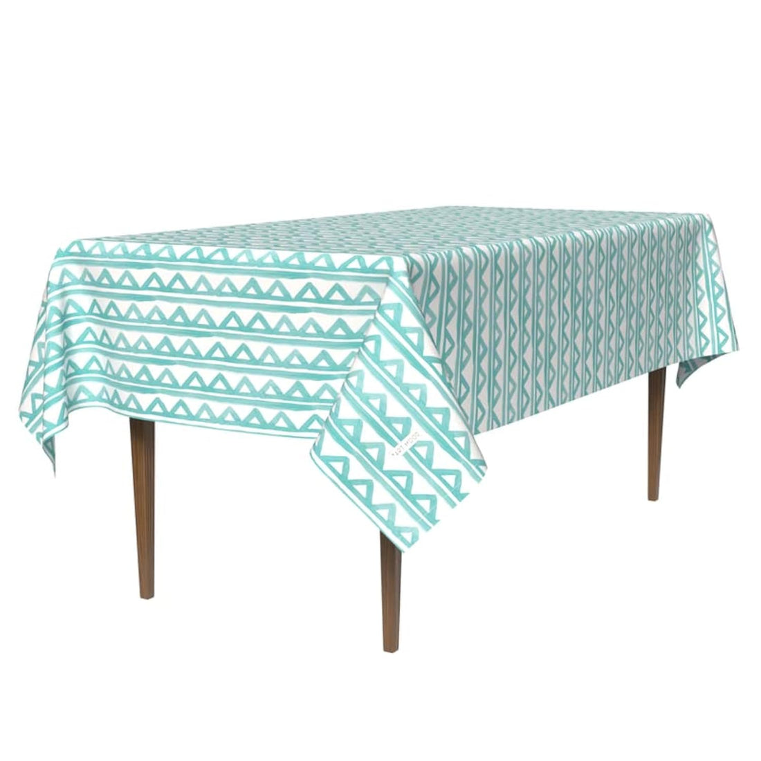 ART MOOD HOME Waterproof Polyester Fabric Piera tablecloth waterproof Terquiose &White 140x300 CM