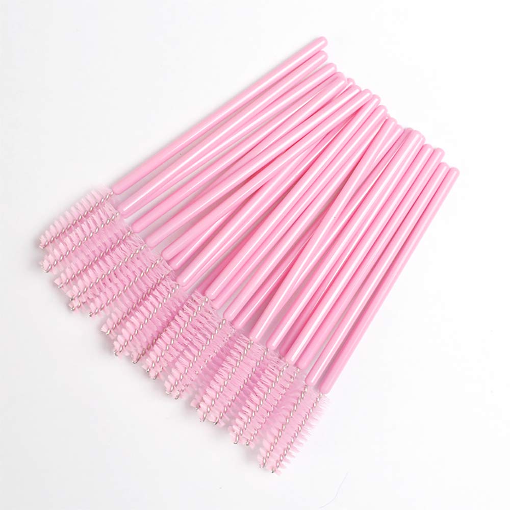 FANJEIS Eyelash Spoolie Brushes 100PCS Mascara Wands Eyebrow Brush Cleaner Applicator Makeup-Tools false Eyelashes Extension (Pink-100 Count)
