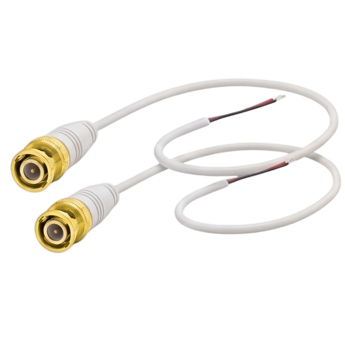 Ultimate Universal for BNC Video Power Pigtail Cable Solder Free Connector Heavy Duty Bare Wire Adapter Coaxial Extension Splicing Cord for Security Camera Surveillance System White (2 pcs)