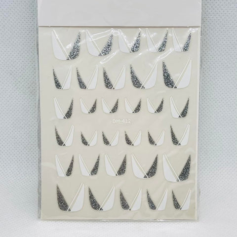 Premium Nail Stickers for Nail Art – Self Adhesive Luxury Nail Decals for Manicure & Press On Nails (White French Stickers)