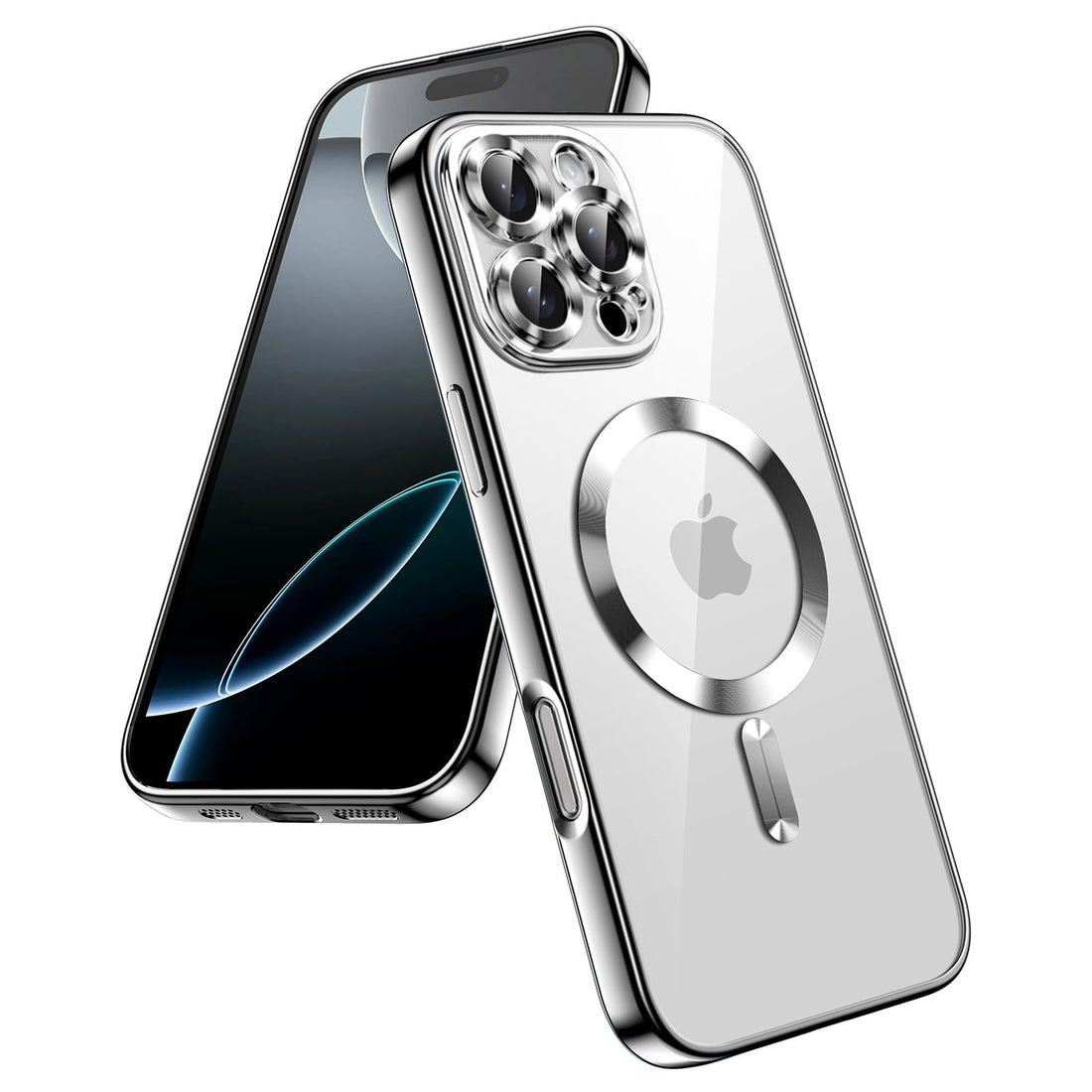 Dl3 Mobilak Soft Clear Case for iPhone 16 Pro Max 6.9-Inch, Camera Lens Full Protection, Compatible with MagSafe Wireless Charging, Shockproof Electroplated TPU Phone Cover (Silver)