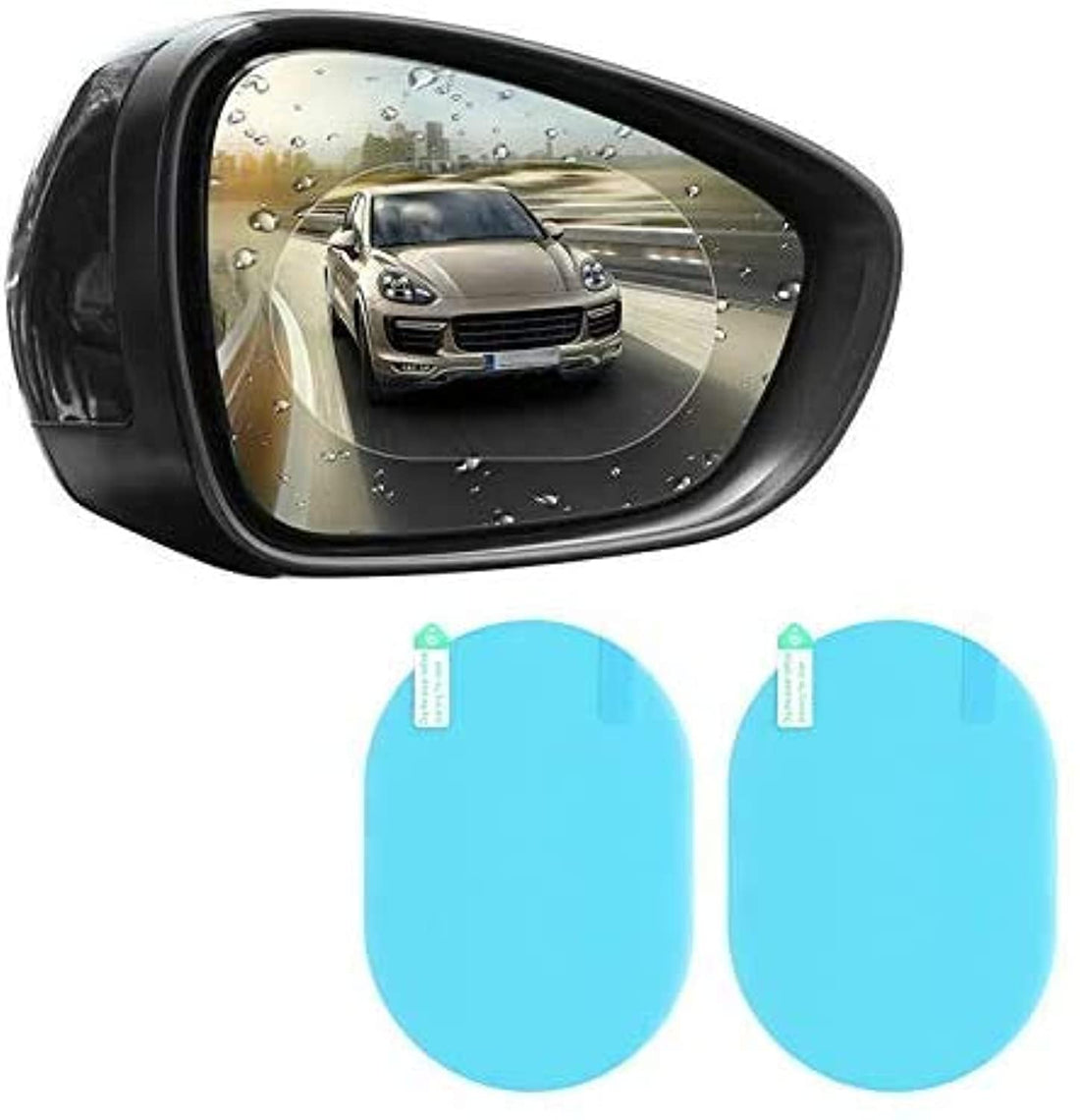 DELFINO Car Rearview Mirror Protective Film Waterproof Film, Anti-Fog HD Car Rearview Mirror Decal, Rainproof, Anti-Scratch Clear Protective Film for Car Rearview Side Mirror Glass 2PCS