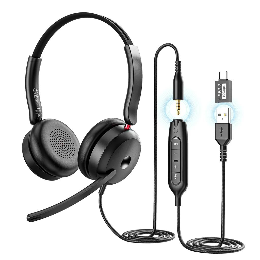 ONIKUMA X81 Gaming Headset with Microphone – Professional Over-Ear Wired Computer Headphones, Noise Cancelling, LED Light, Surround Sound, for PC, PS5, PS4, Xbox, Laptop (Black)