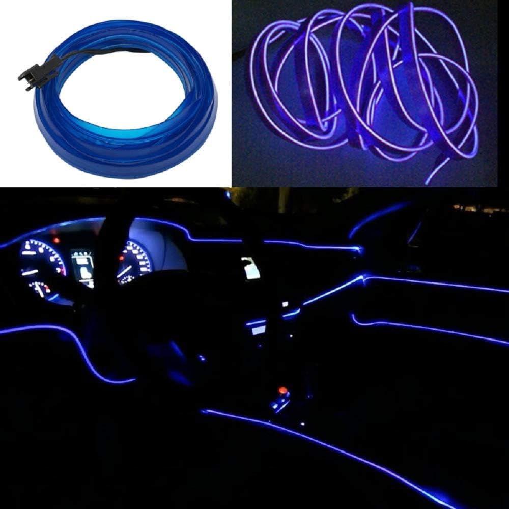 Kaber Misr 2020 Car Interior Wire Rope Light - Works on Car Lighter - Neon LED Strip Lights with Edge for Car Interior Decoration - 3M - Blue