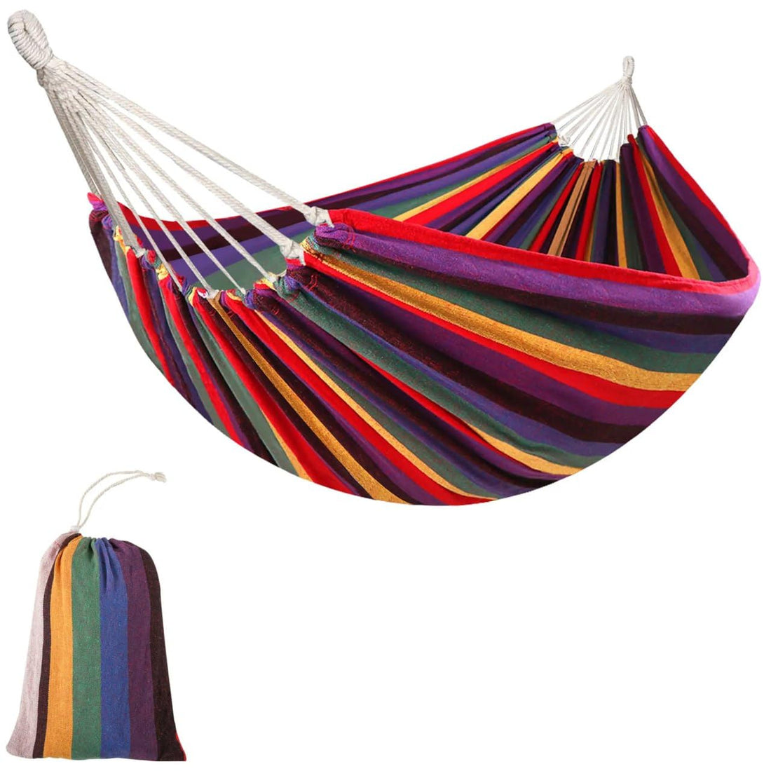 Portable Single Hammock – Relaxation Essential for Travel, Camping, and Backyard – Lightweight, Breathable Canvas, Easy to Use, 80x200cm