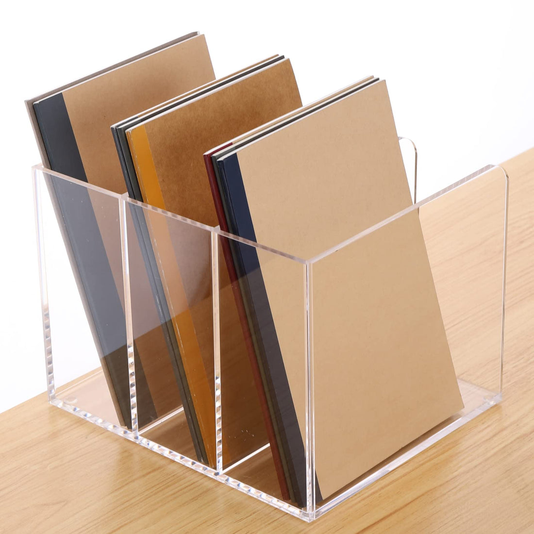 Best Media 3-Section Clear Acrylic Magazine Holder and Desk File Organizer, Vertical Office Organization and Storage Accessory for Files and Documents, Single Pack Transparent Sorter