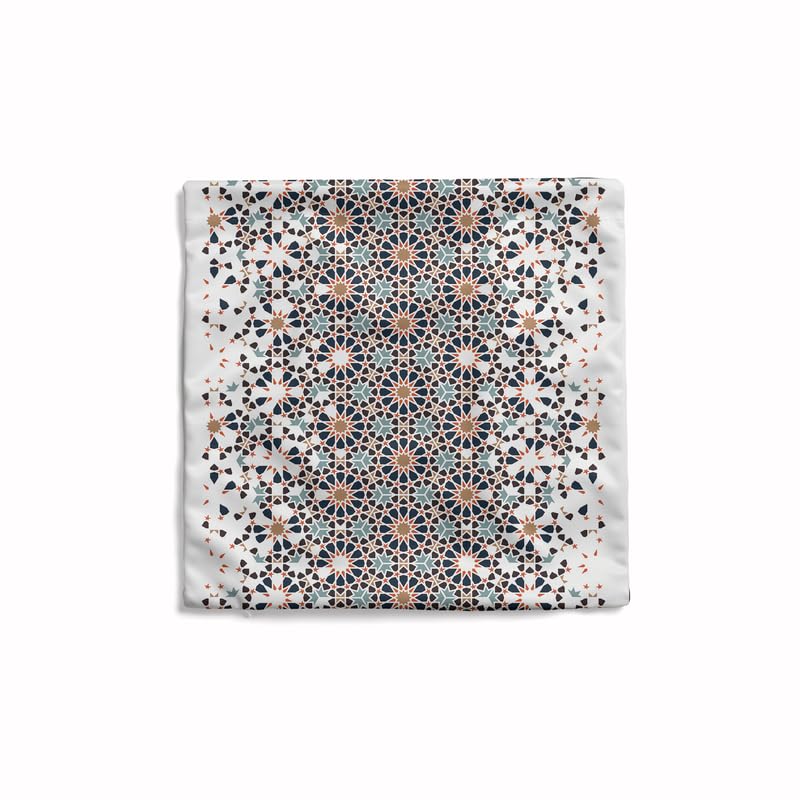 ART MOOD HOME Ramadan's Unique Reya Velvet Cushion cover White &Blue 40W*40L