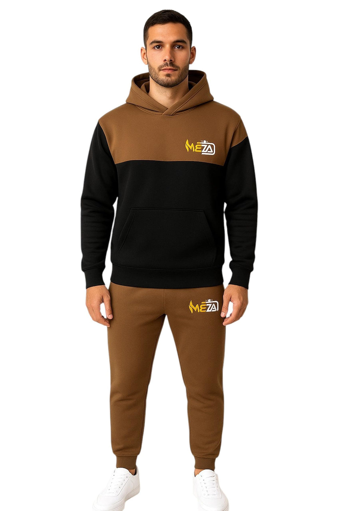 Meza Men's Winter 2 Piece Tring Set – Hoodie with Cabochon + Sweatpants – Comfortable and Practical Cotton Material – Suitable for Casual, Gym, Home Tring Men Winter Outdoor