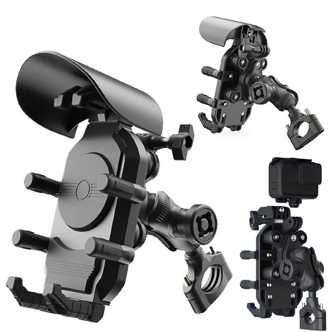 Motorcycle & Bicycle Phone Mount Holder - [Dual Vibration Dampener] [Anti Shake] - Cell Phone Holder, Upgrade Bike Phone Mount, Fit iPhone 17/16 /15/14/ 13, 8 Arms and Claws (Handlebar)