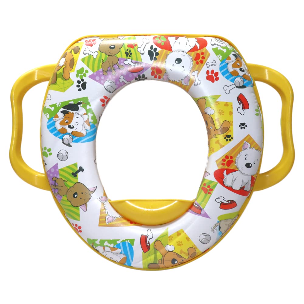 Candy baby potty seat with handle printed animals for unisex-yellow