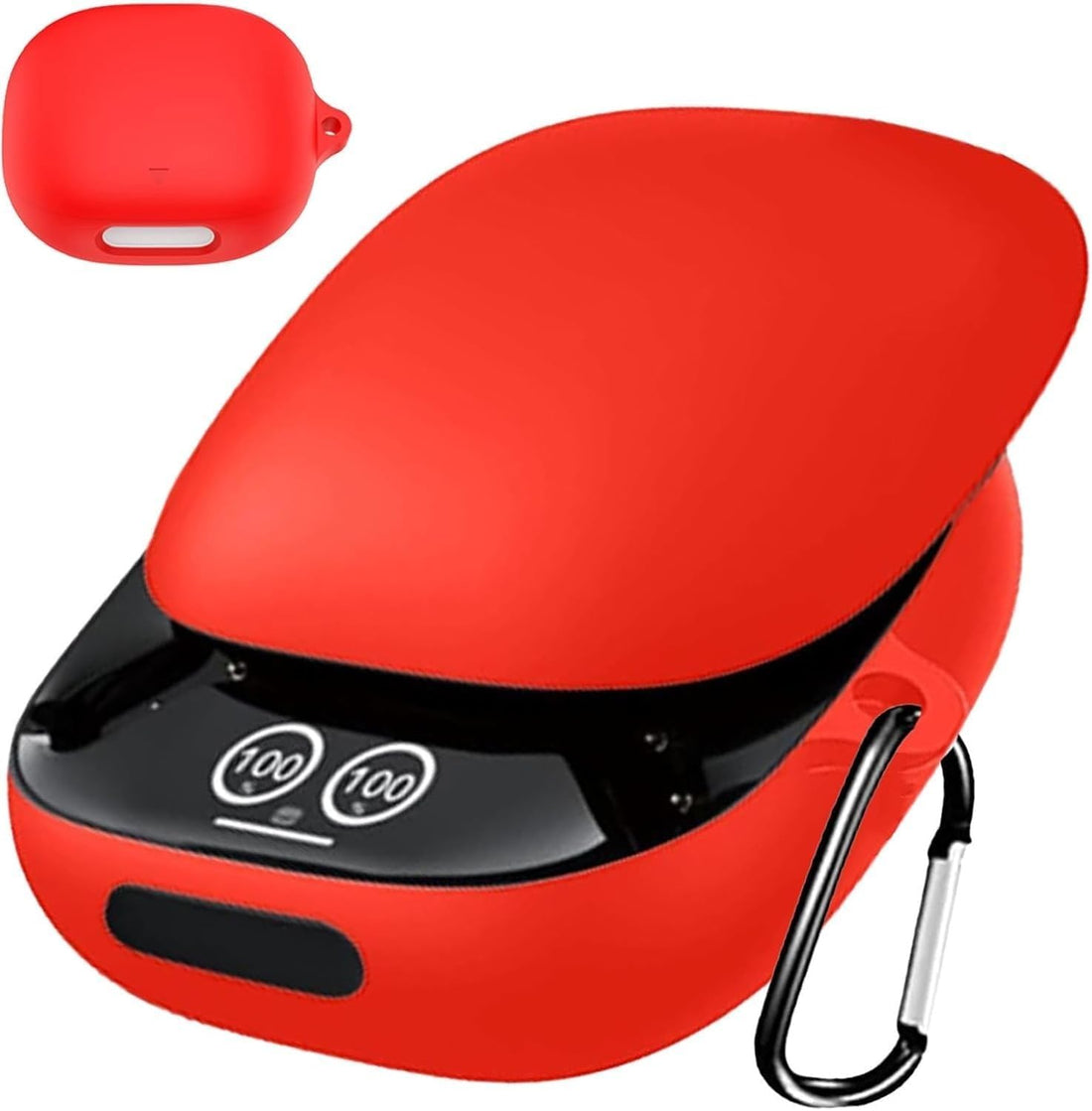 Dl3 Mobilak Compatible with Anker Soundcore Liberty 4 Pro Case Cover, Soft Silicone Shockproof Protective Wireless Earbuds with Carabiner, Front LED Visible (Red)
