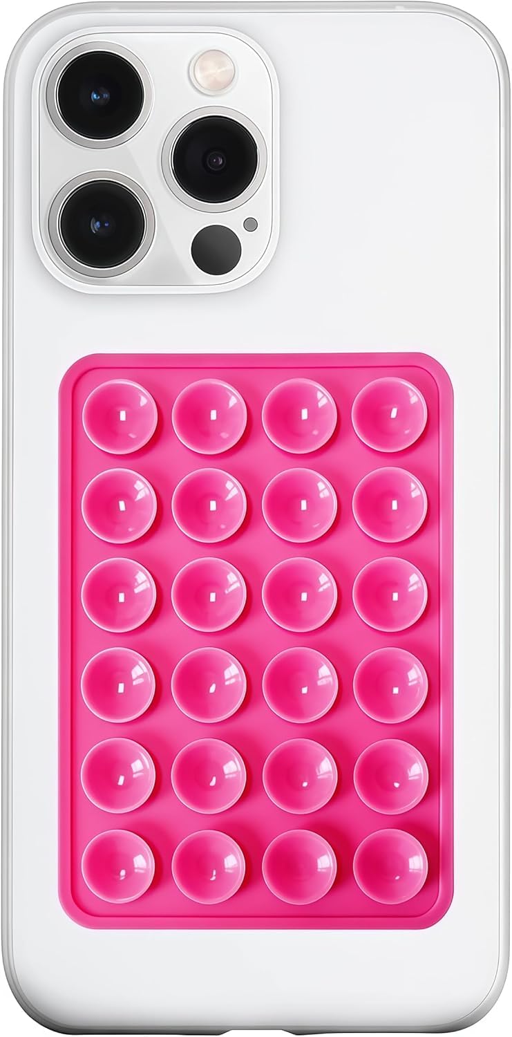 Fekra Silicone Suction Phone Case Mount, Silicon Adhesive Smartphones Stand Sticky, Hands-Free Phone Accessories Holder for Selfies and Videos (Hot Bink)
