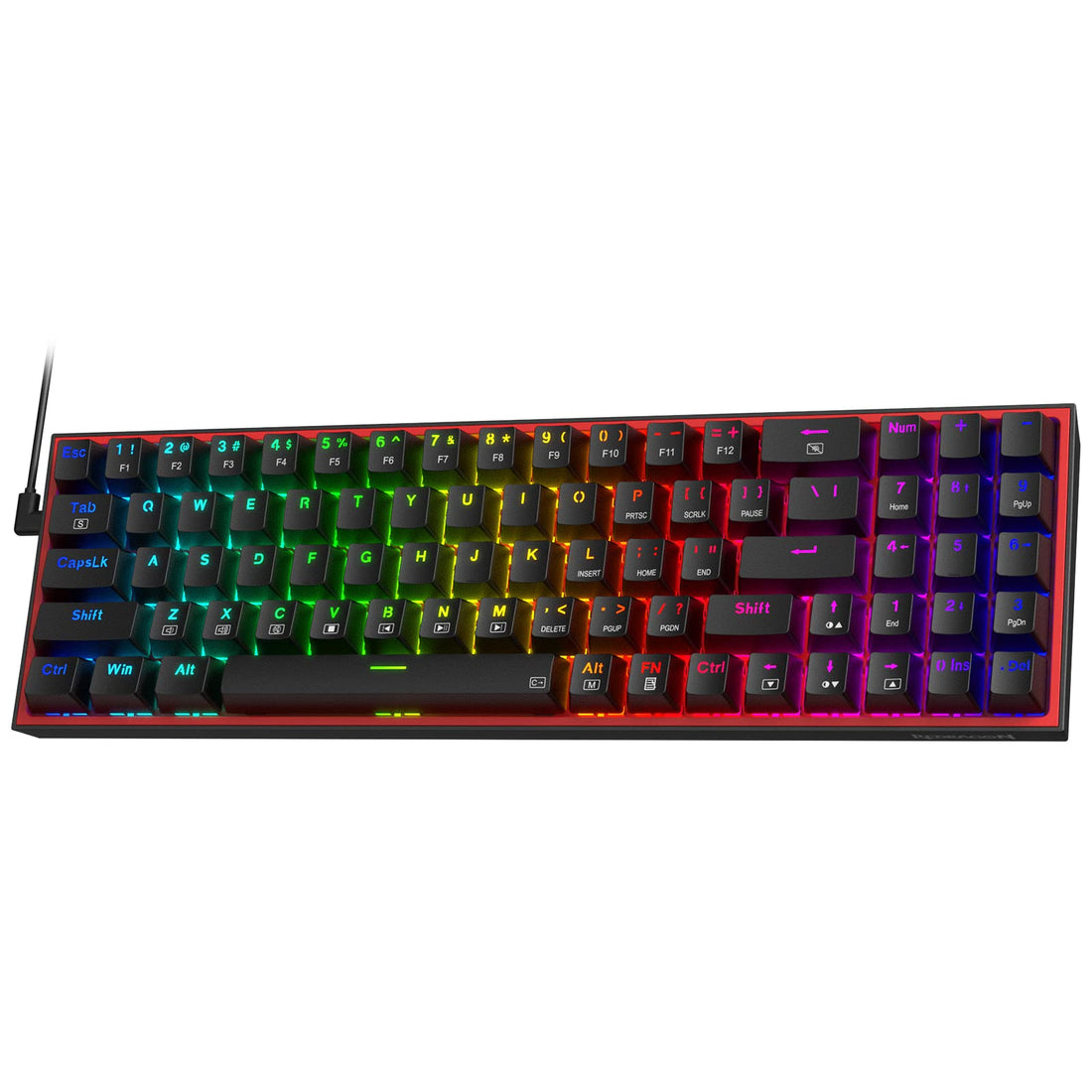 Redragon K628 Pollux 75% Wired RGB Gaming Keyboard, 78 Keys Hot-Swappable Compact Mechanical Keyboard w/100% Hot-Swap Socket, Free-Mod Plate Mounted PCB & Dedicated Arrow Keys and Numpad, Red Switch