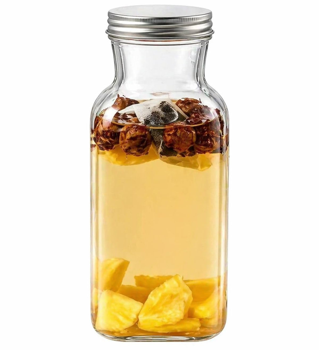 Glass Juice Jar Airtight – Glass Jar for Juice & Storage – Suitable for Lentils, Beans, Pasta – Leak Proof (1000ml)