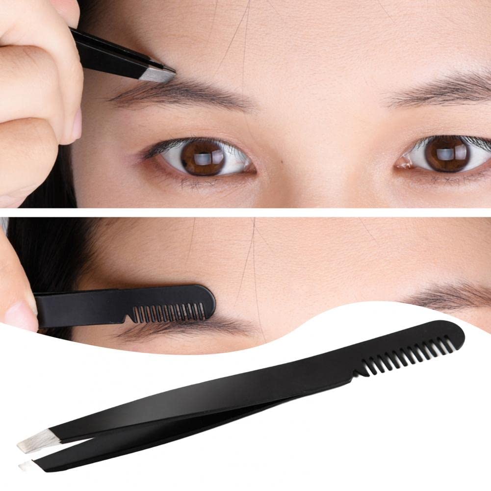Plucking Tweezers, Stainless Steel Tweezers, Eyebrow Clip with Comb Tweezer, for Facial Care, for Plucking Eyebrows, Beard Hair