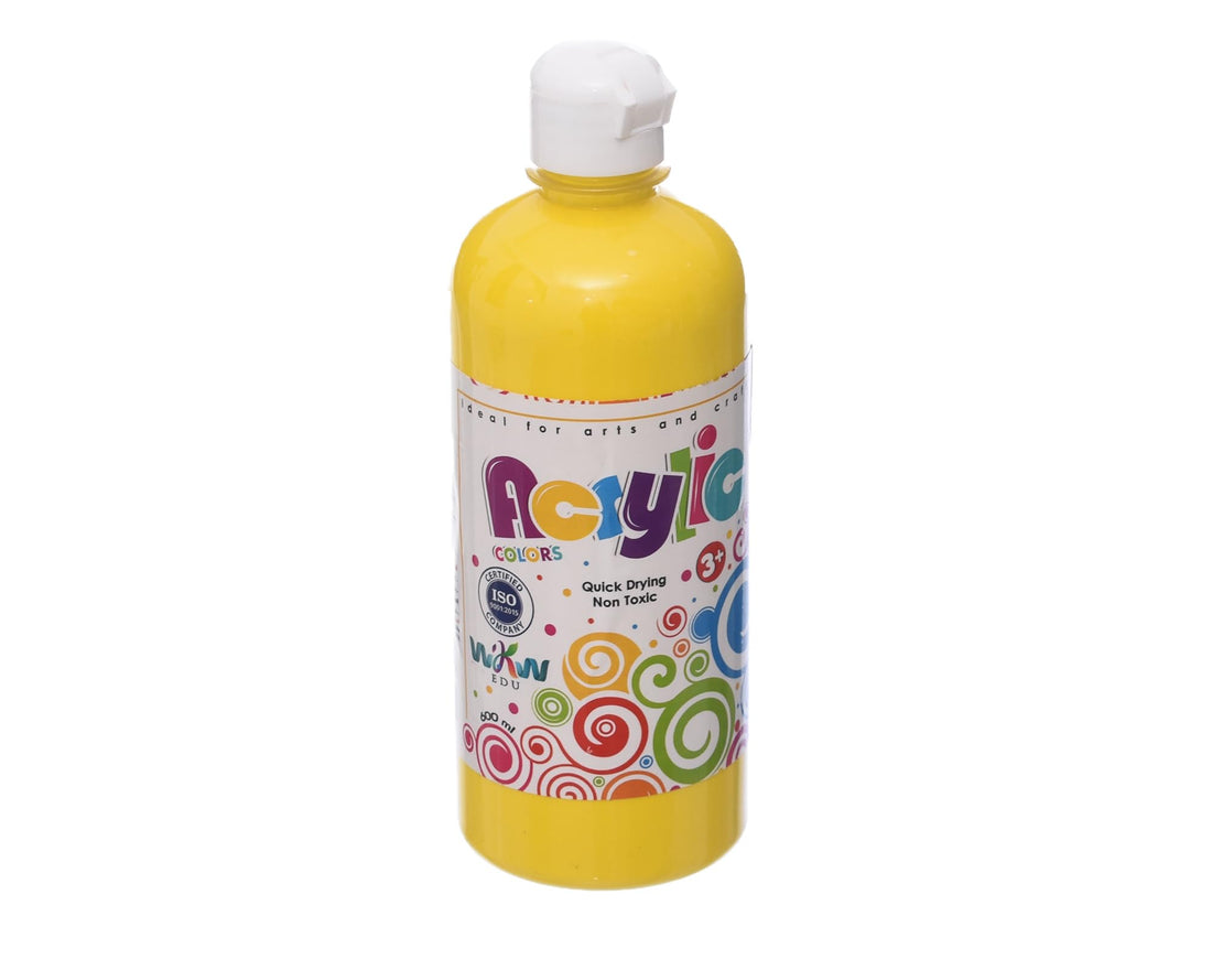 WKW High Quality Non Toxic Acrylic Colors 600ml -Yellow