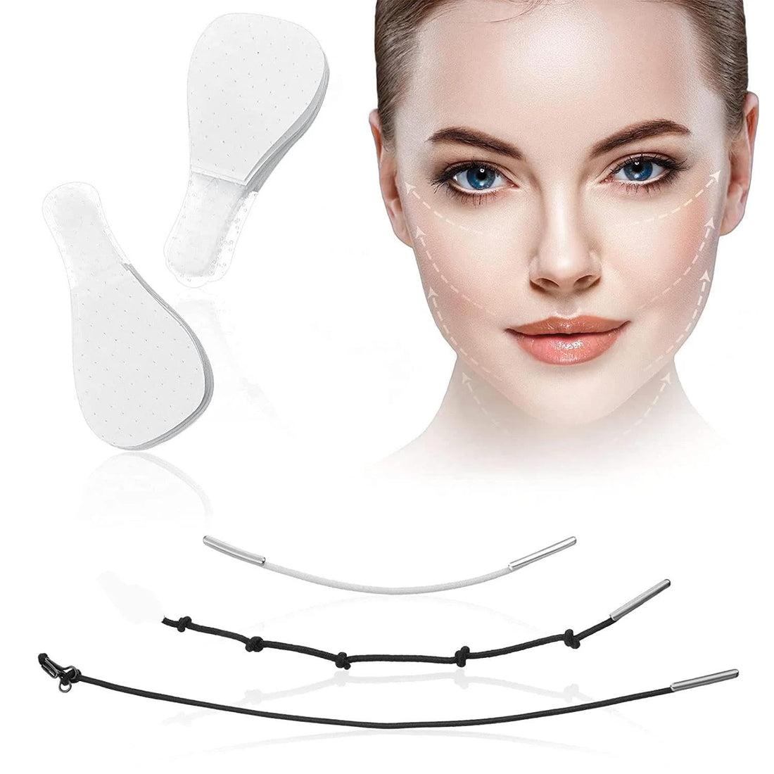 Skin tightening patches - transparent strips to tighten the skin, define facial features and lift cheeks instantly without operations, waterproof adhesive that effectively hides fine lines and wrinkle
