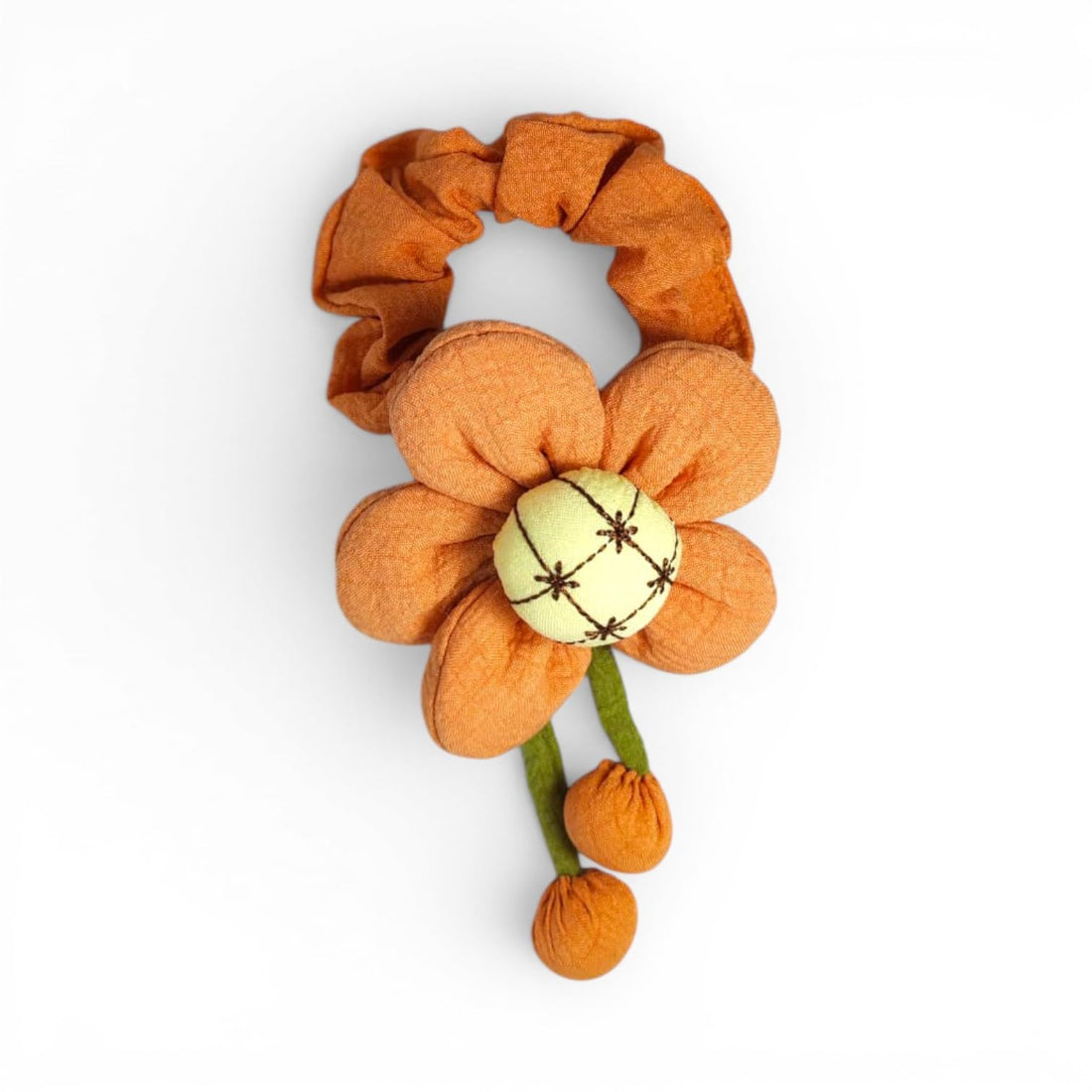 Catch Up Flower Hanging Hair Tie for Women & Girls, Cute Floral Pendant Scrunchie, Soft Elastic Ponytail Holder with Decorative Rose Charm, Stylish Daily Hair Accessory